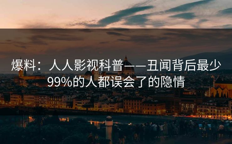 爆料：人人影视科普——丑闻背后最少99%的人都误会了的隐情