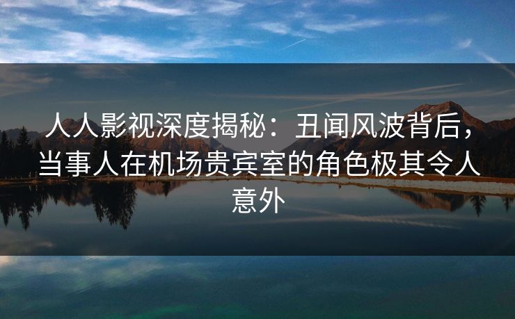 人人影视深度揭秘：丑闻风波背后，当事人在机场贵宾室的角色极其令人意外