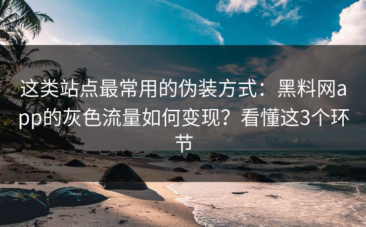 这类站点最常用的伪装方式：黑料网app的灰色流量如何变现？看懂这3个环节